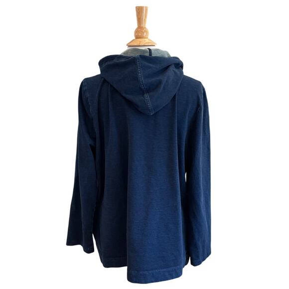 J. Jill Pure Jill Cotton Denim Chambray Zip Up Hoodie Jacket, Size XL - Picture 4 of 12